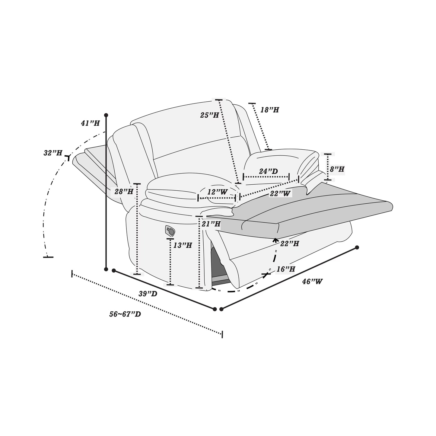 Manual Mechanism Single Glider Recliner