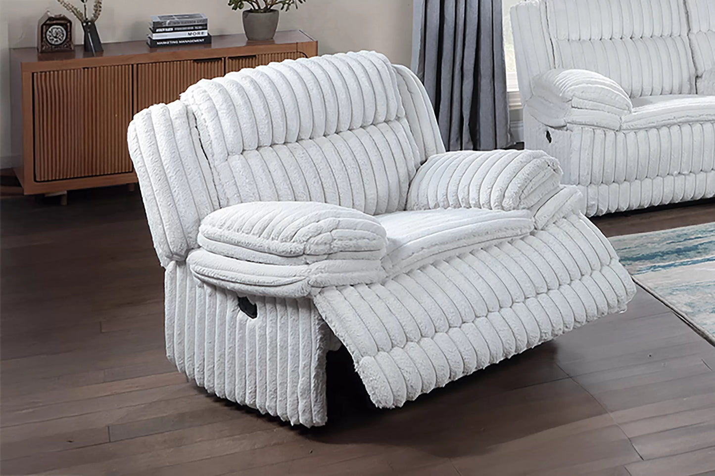 Single Recliner, Chocolate-Light Gray, Fur-like Jumbo Corduroy
