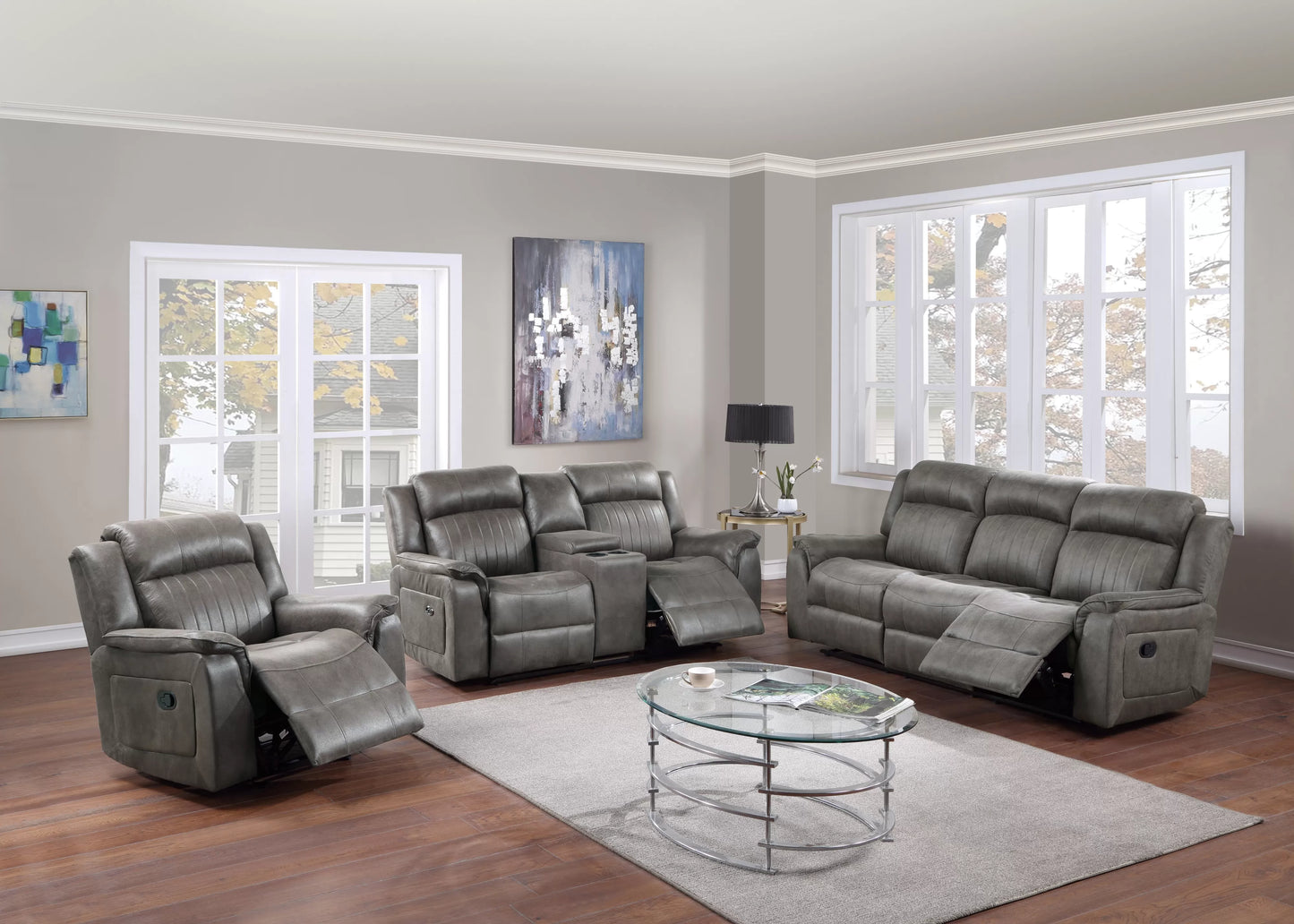 Sofa, Slate Blue, Breathable Leathrette