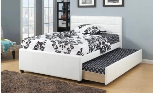 Twin/Full Size Bed, Faux Leather With Trundle