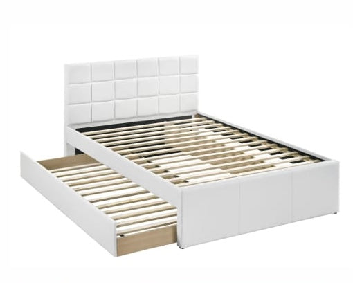Twin/Full Size Bed, Faux Leather With Trundle