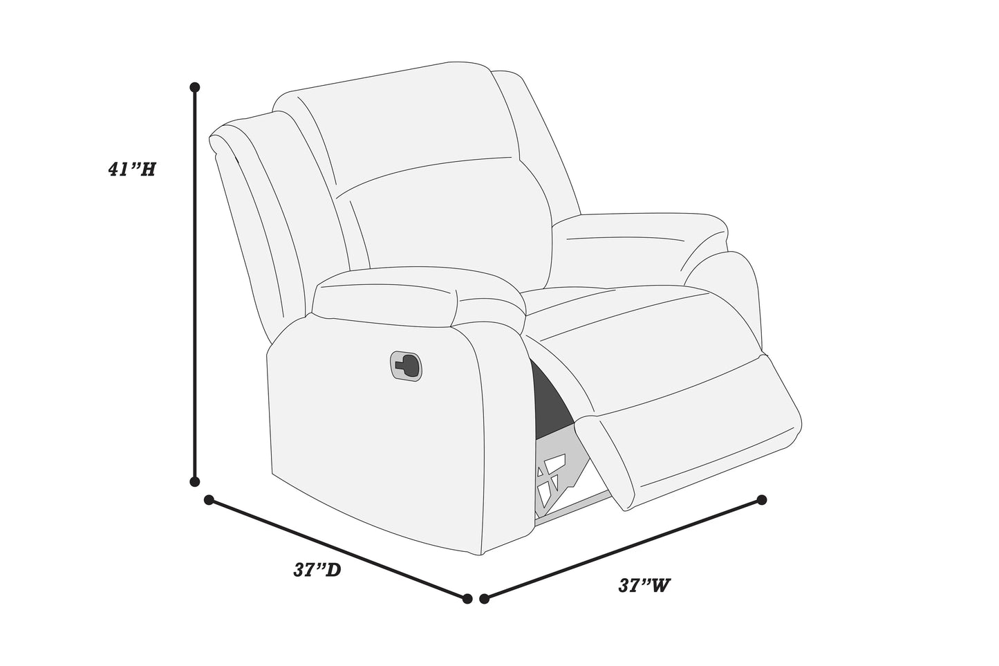 Single Recliner, Ash-Smoke, Fur-Like Corduroy
