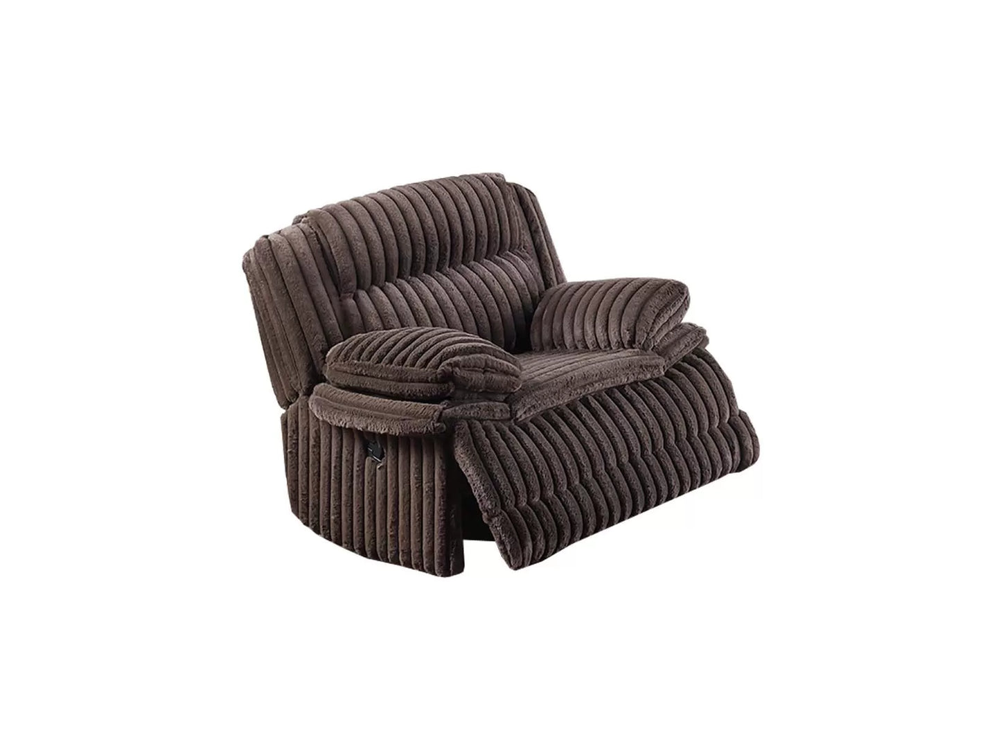 Single Recliner, Chocolate-Light Gray, Fur-like Jumbo Corduroy