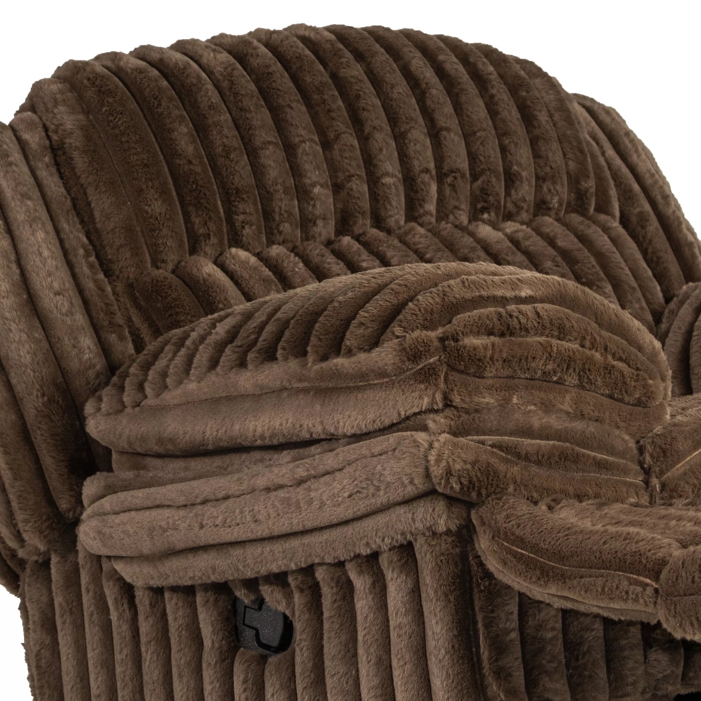 Single Recliner, Chocolate-Light Gray, Fur-like Jumbo Corduroy