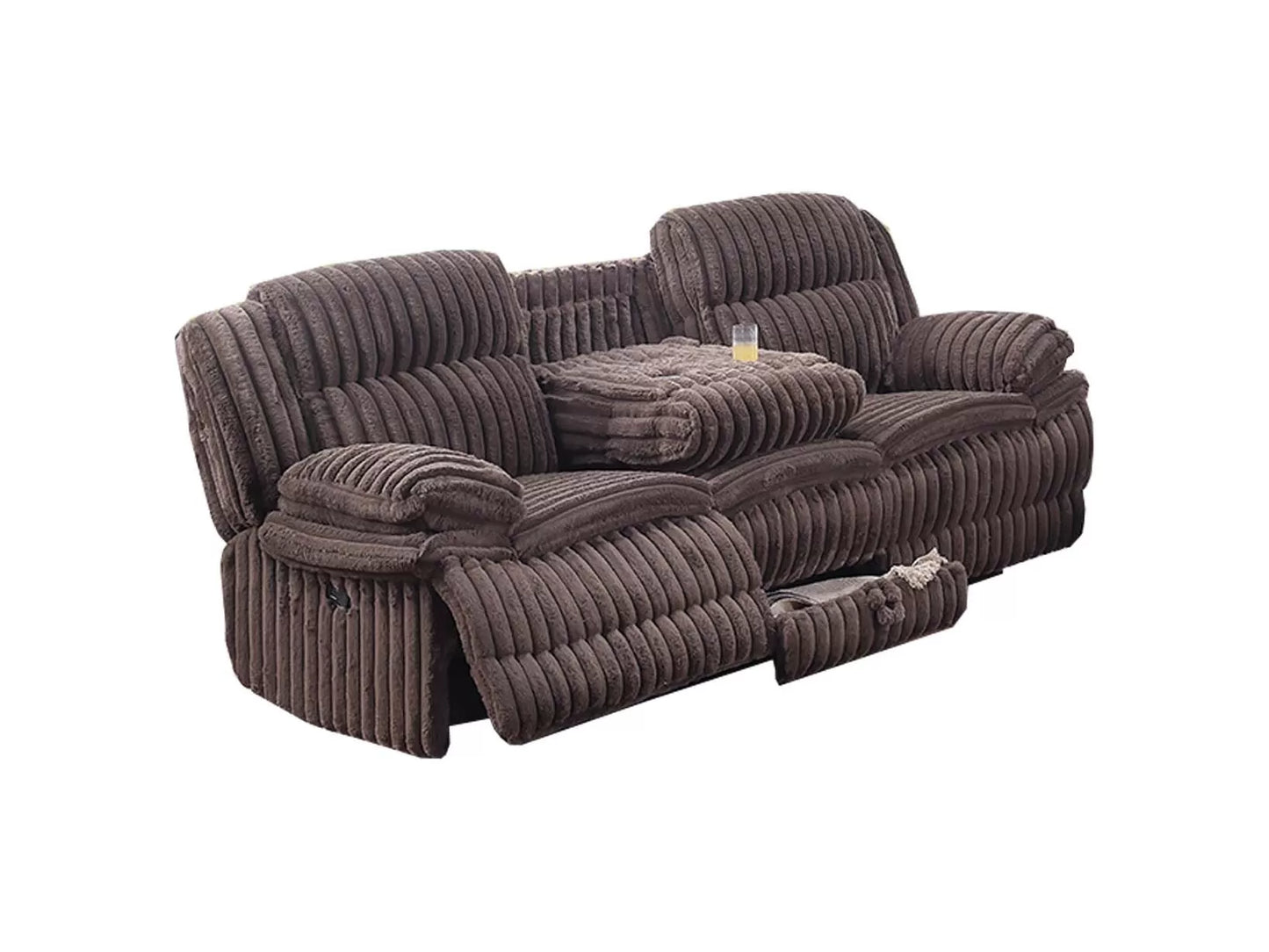 Sofa Set, Chocolate, Light Gray, Fur-Like Jumbo Corduroy
