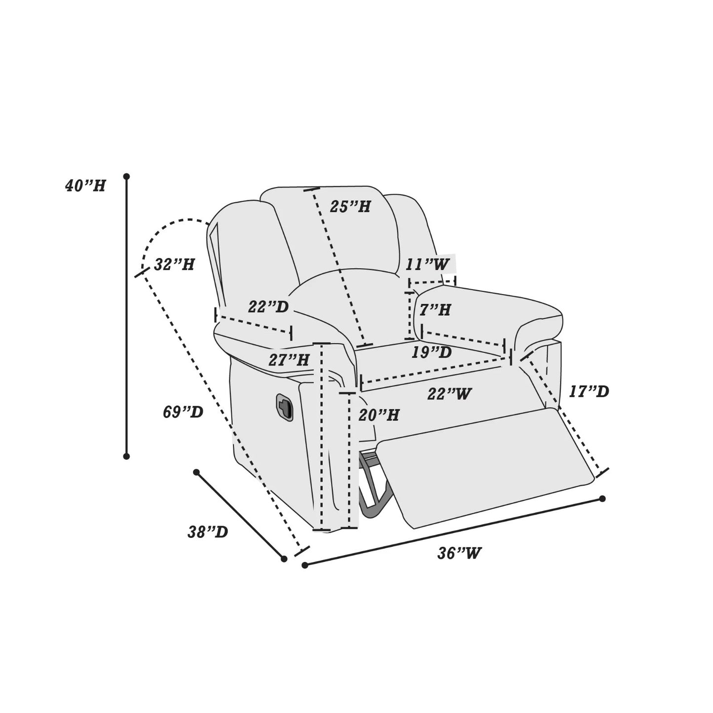 Manual Mechanism Single Glider Recliner