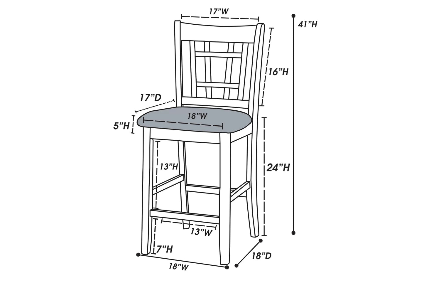 Casual Counter Height Table Set-Under-Table Shelf (table + Chairs)