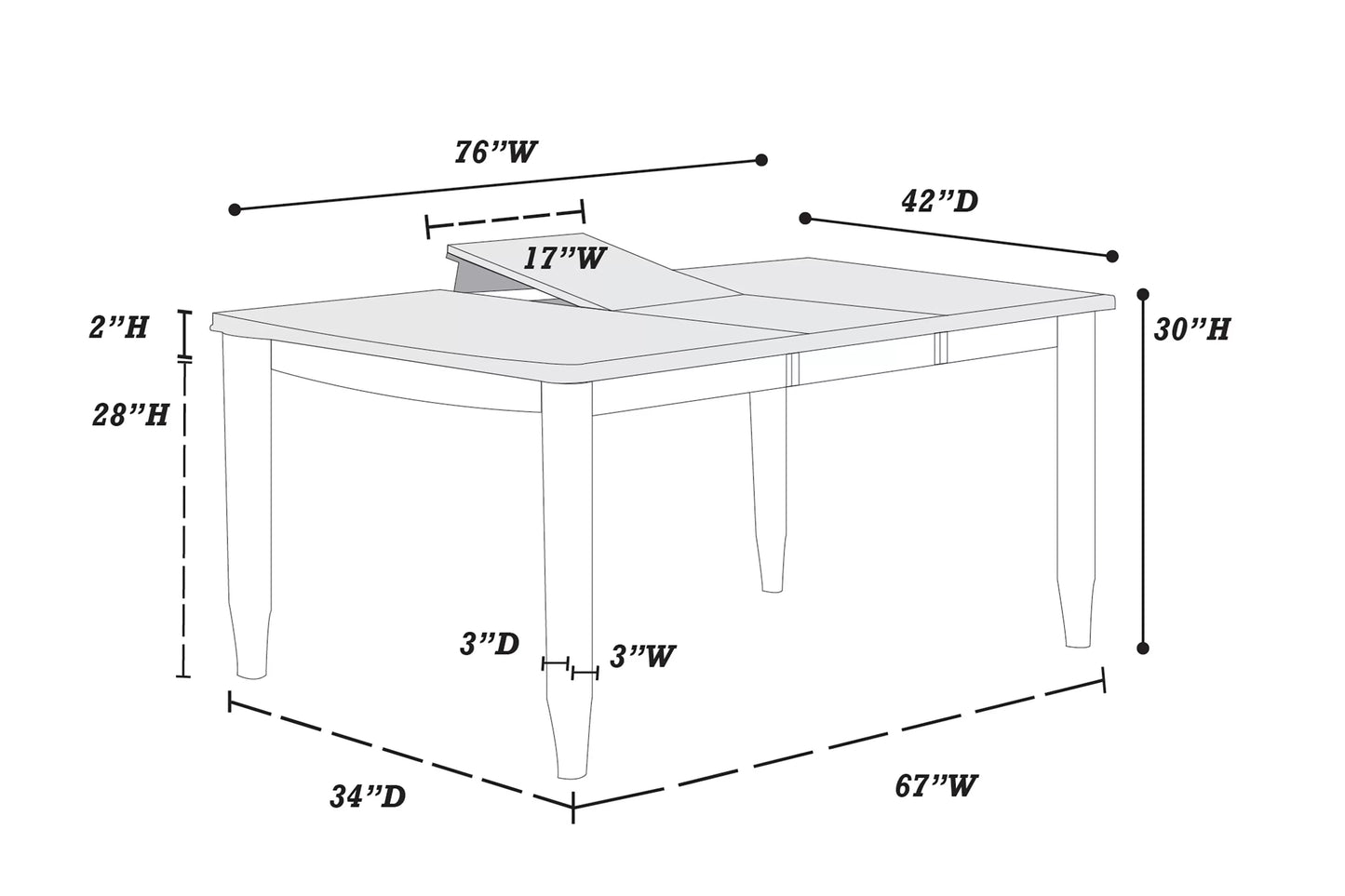 Casual Dining Table Set-Built in Leaf (Table + 6 Chairs)