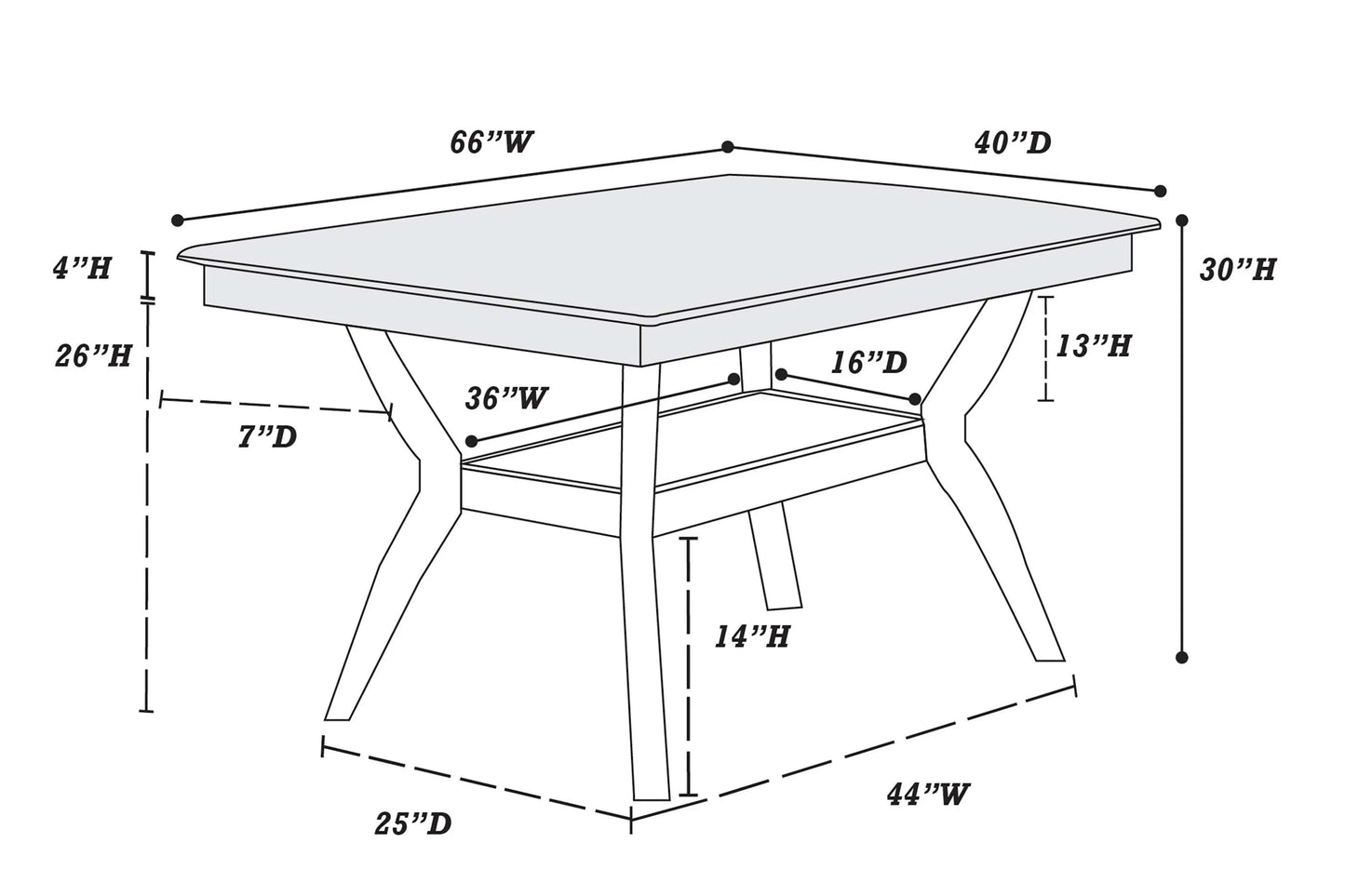 Casual Dining Table Set-Under-Table Shelf (Table + 6 Chairs