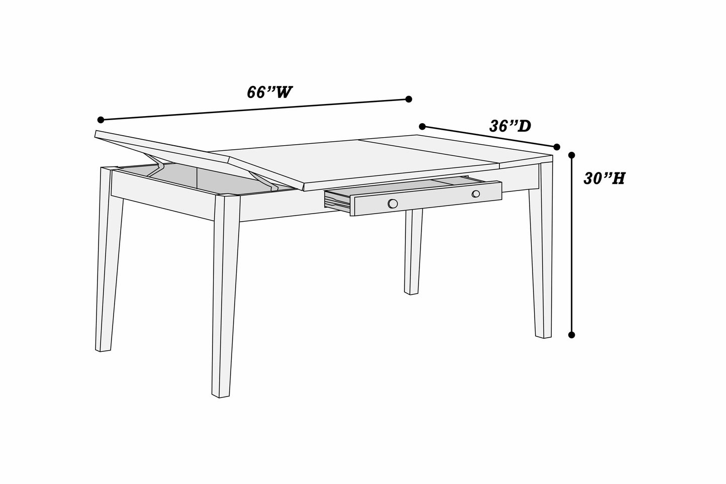 Casual Dining Table Set-Lift-Top Storage & Drawer (Table +4 Chairs + Bench)