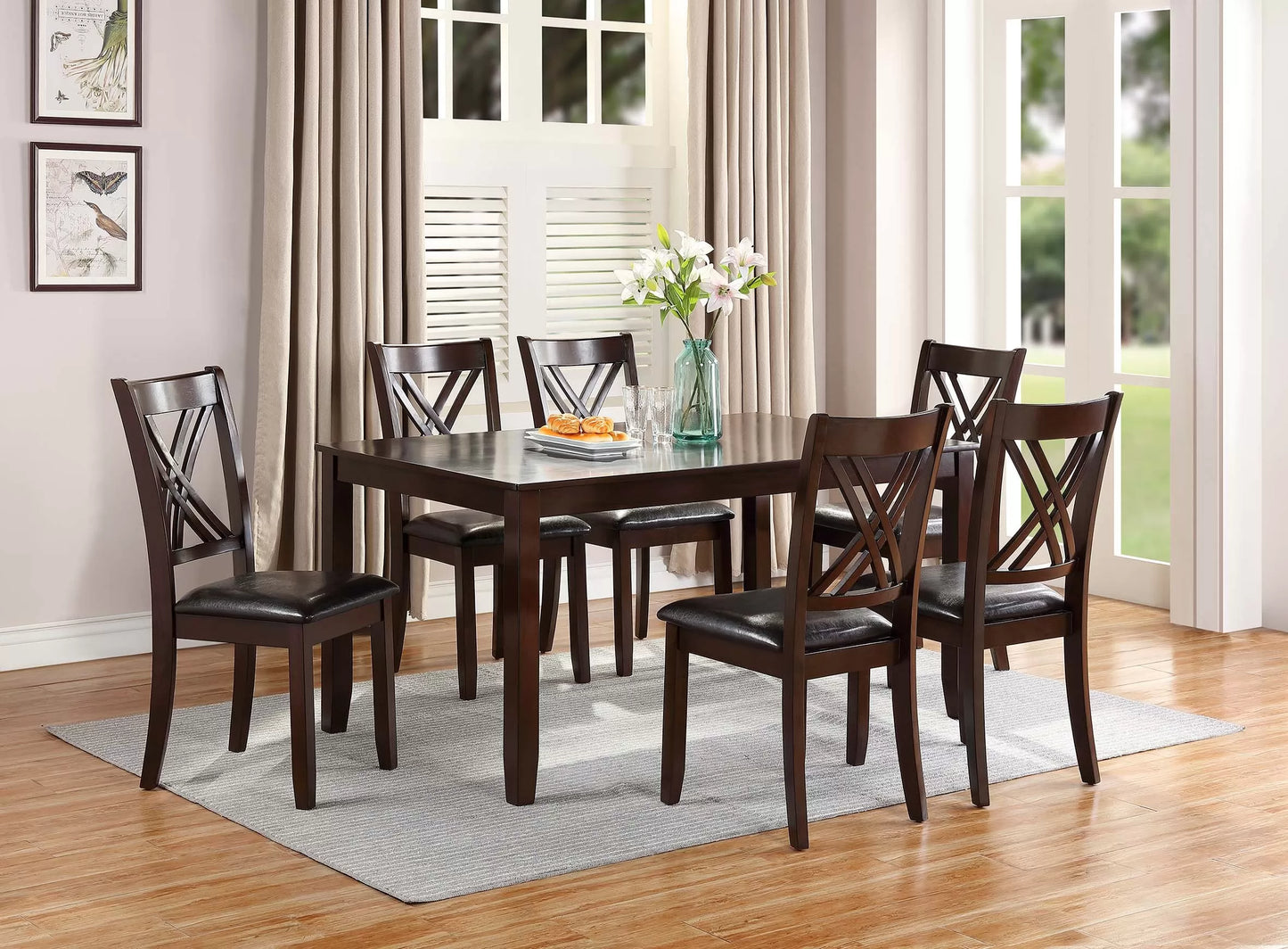 7-Pcs Dining Set (Table + 6 Chairs)