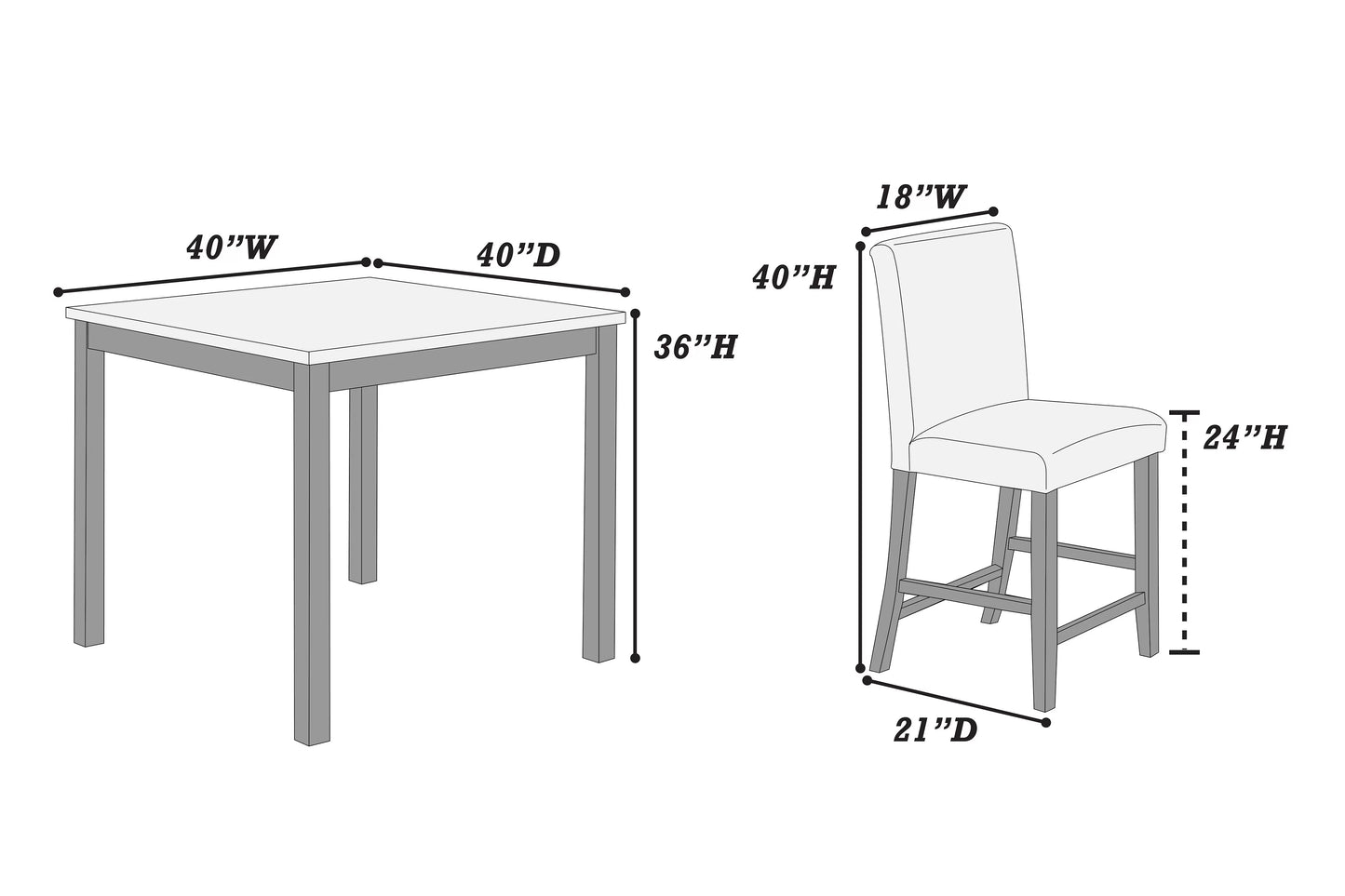 4-Seats Counter Height Dining Set