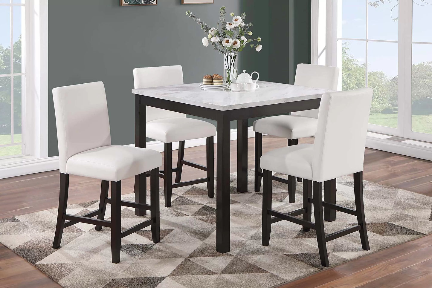 5-Pces Counter Height Dining Set (Table + 4 Chairs)