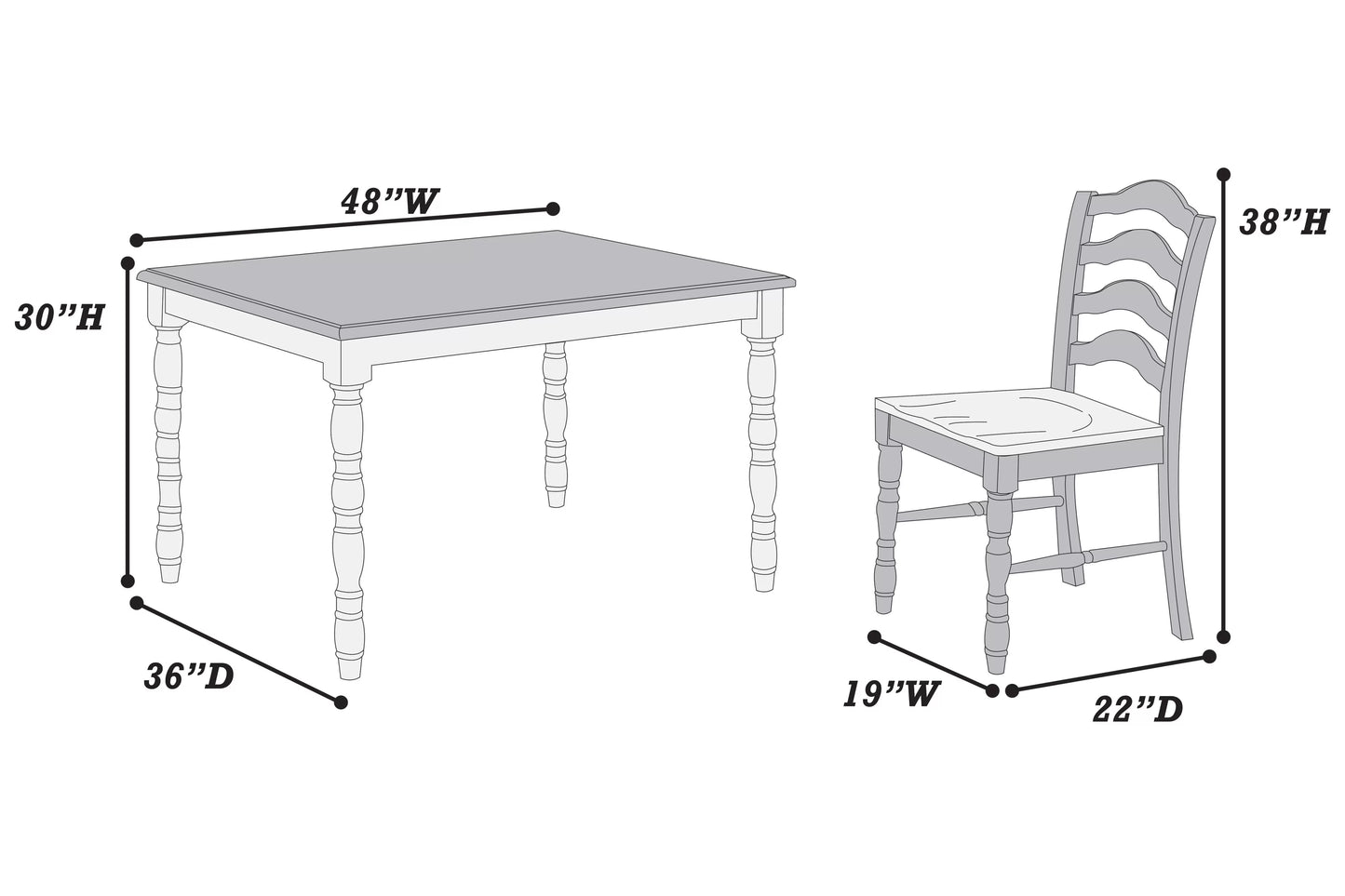 5-Pcs Dining Set (Table + 4 Chairs)