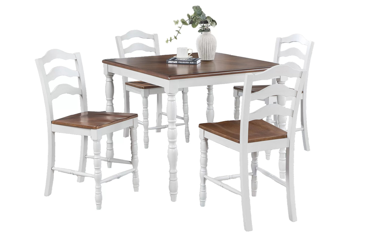 5-Pcs Counter Height Dining Set (Table + 4 Chairs)