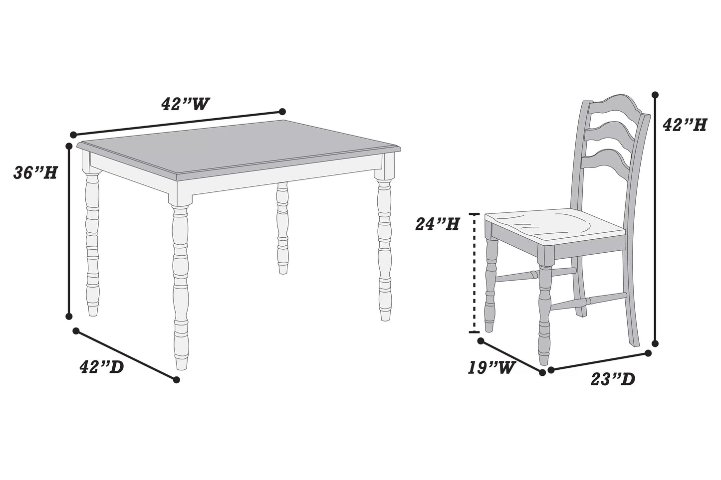 4-Seats Counter Height Dining Set