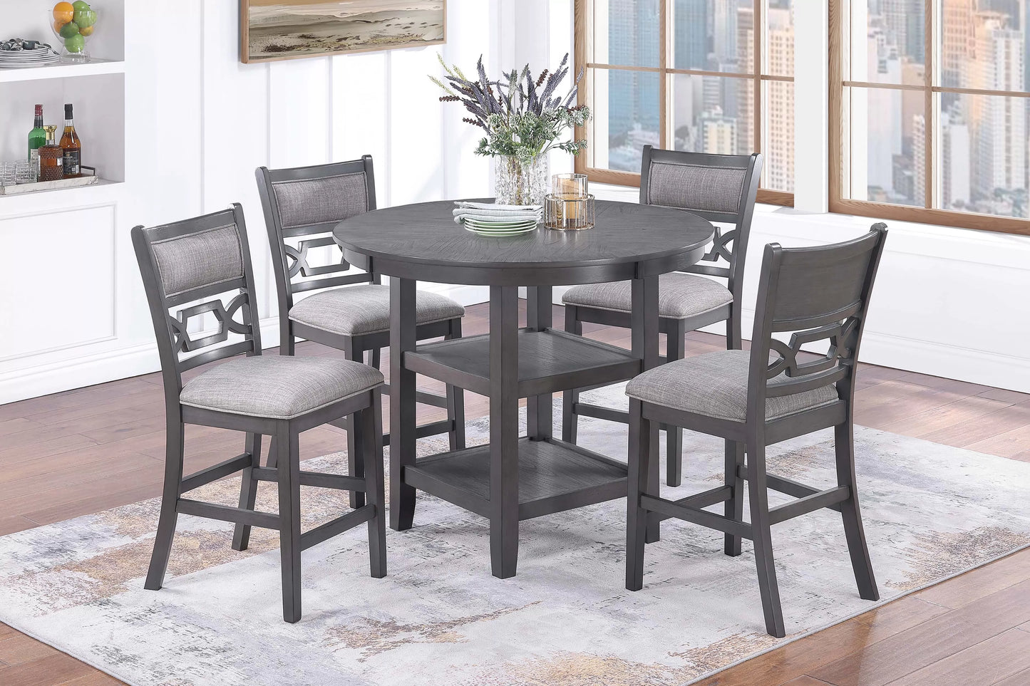 5-Piece Counter Height Table Dining Set (Table + 4 Chairs