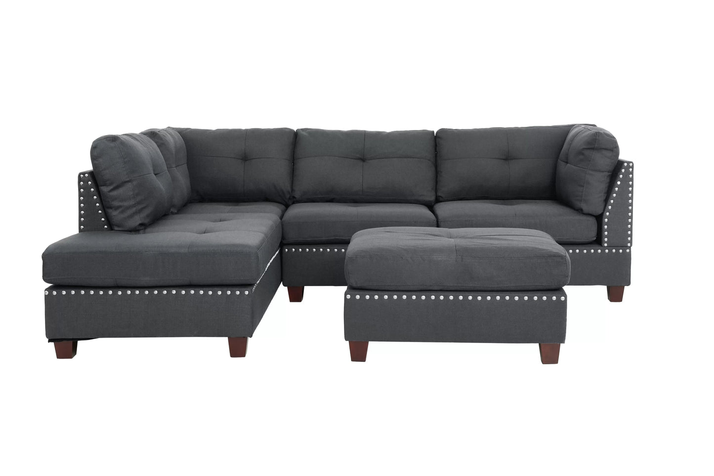 3-Pieces Reversible Sectional Sofa Set