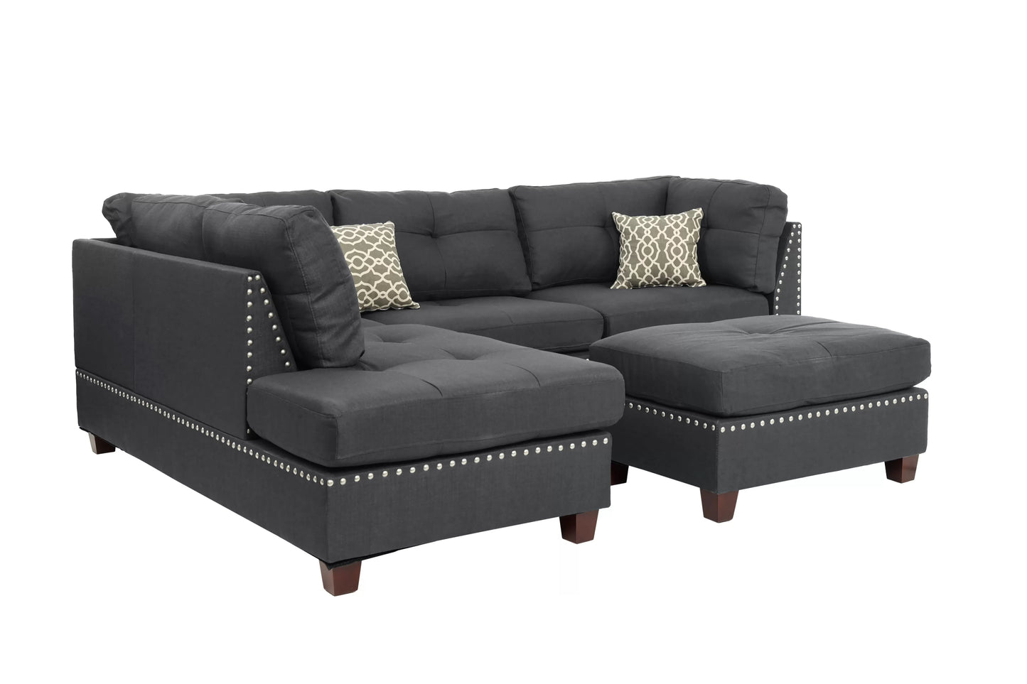 3-Pieces Reversible Sectional Sofa Set