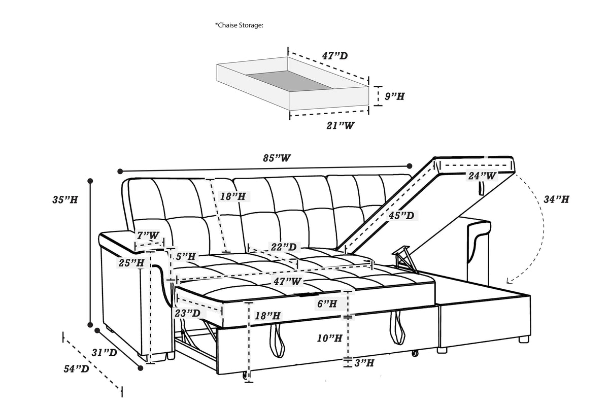 2-Pieces Reversible Convertible Sectional Sofa
