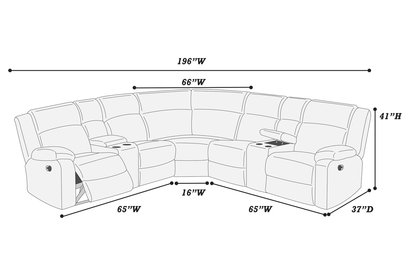 Manual & Power Mechanism Reclining Sectional Sofa