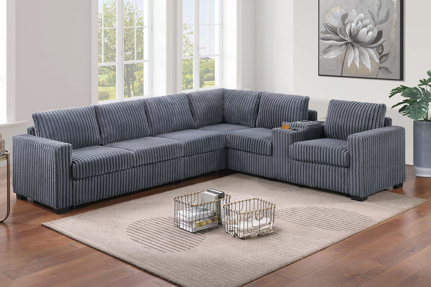 4-Pieces Reversible Sectional Sofa