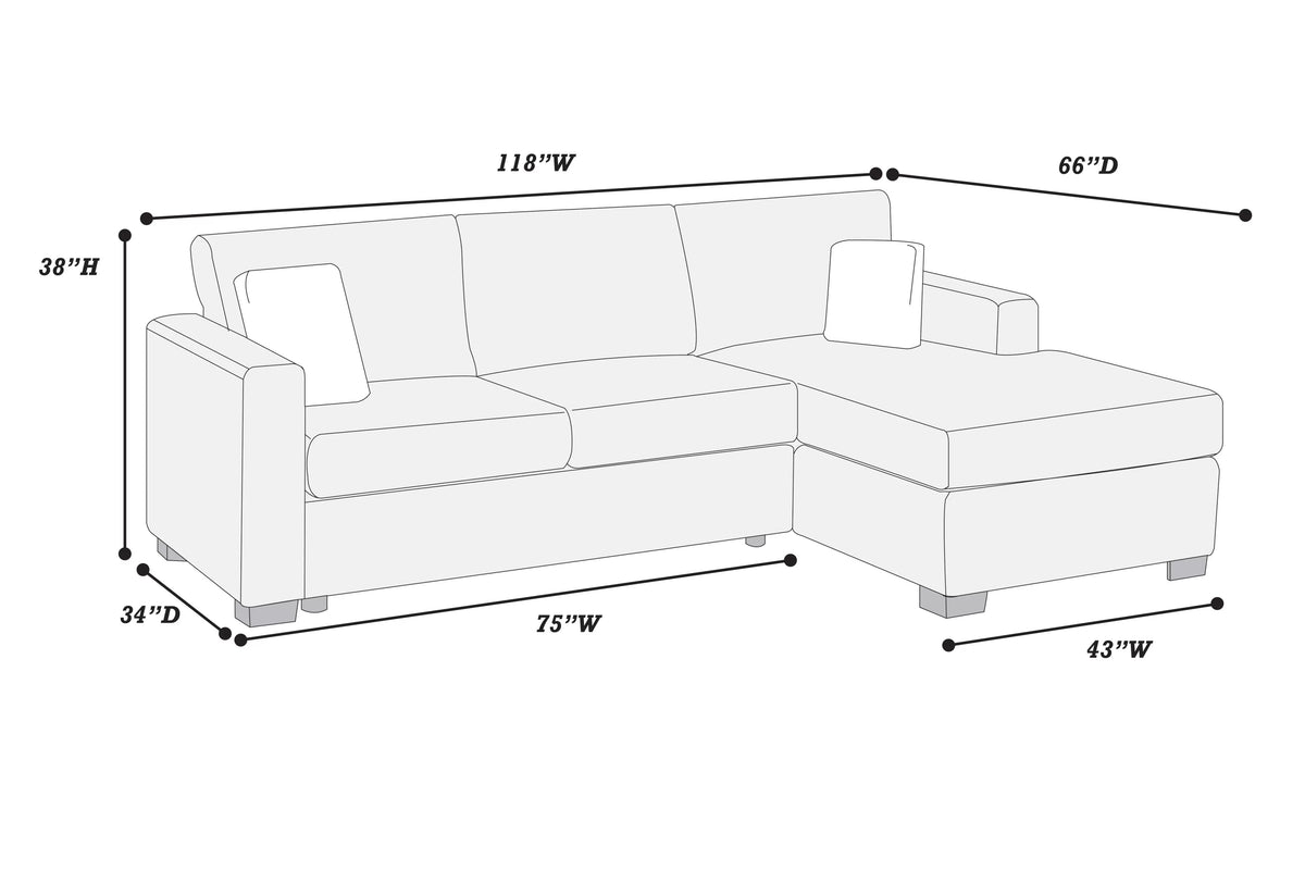 2-Pieces Reversible Sectional Sofa