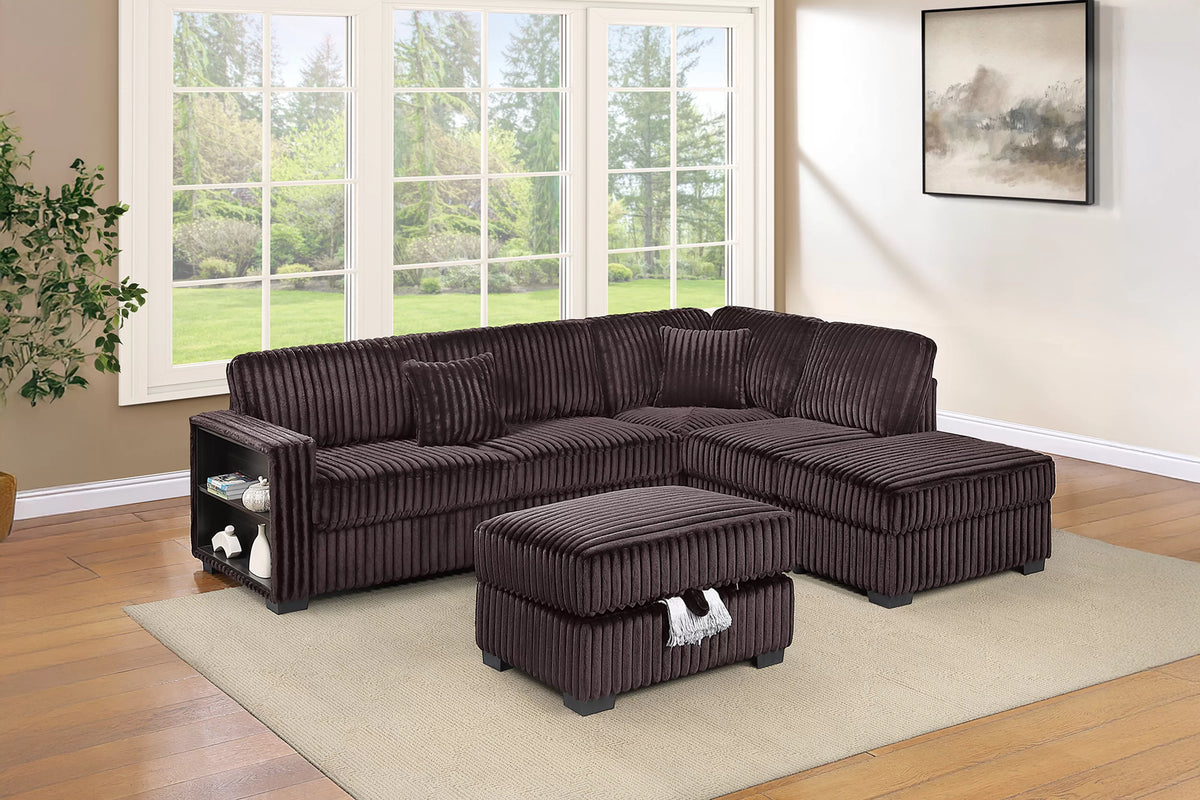 3-Pieces Reversible Sectional Sofa Set