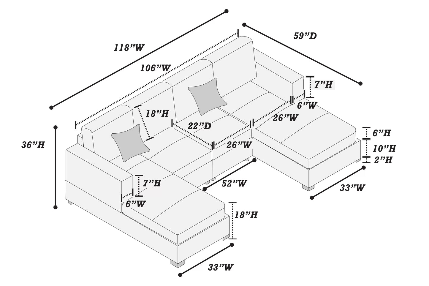 3-Pieces Sectional Sofa