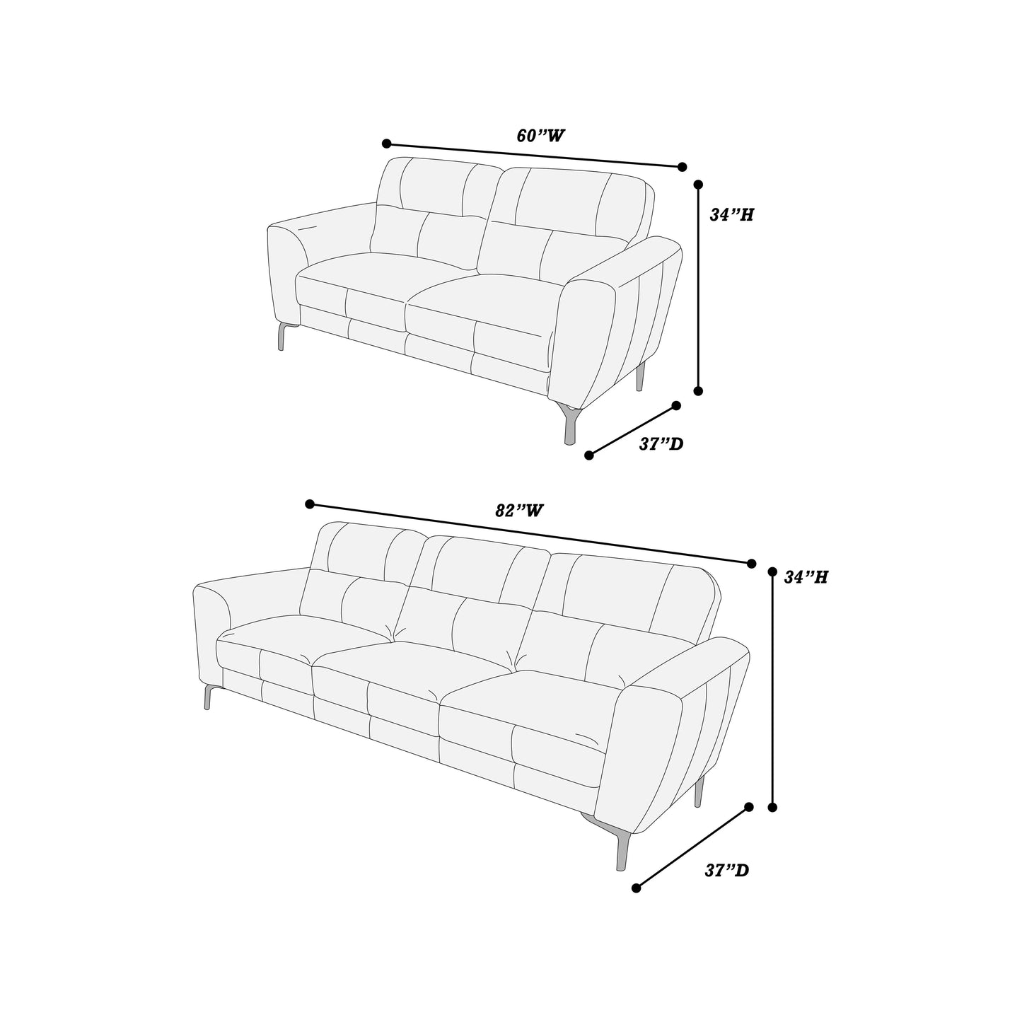 2-Pieces Sofa Set
