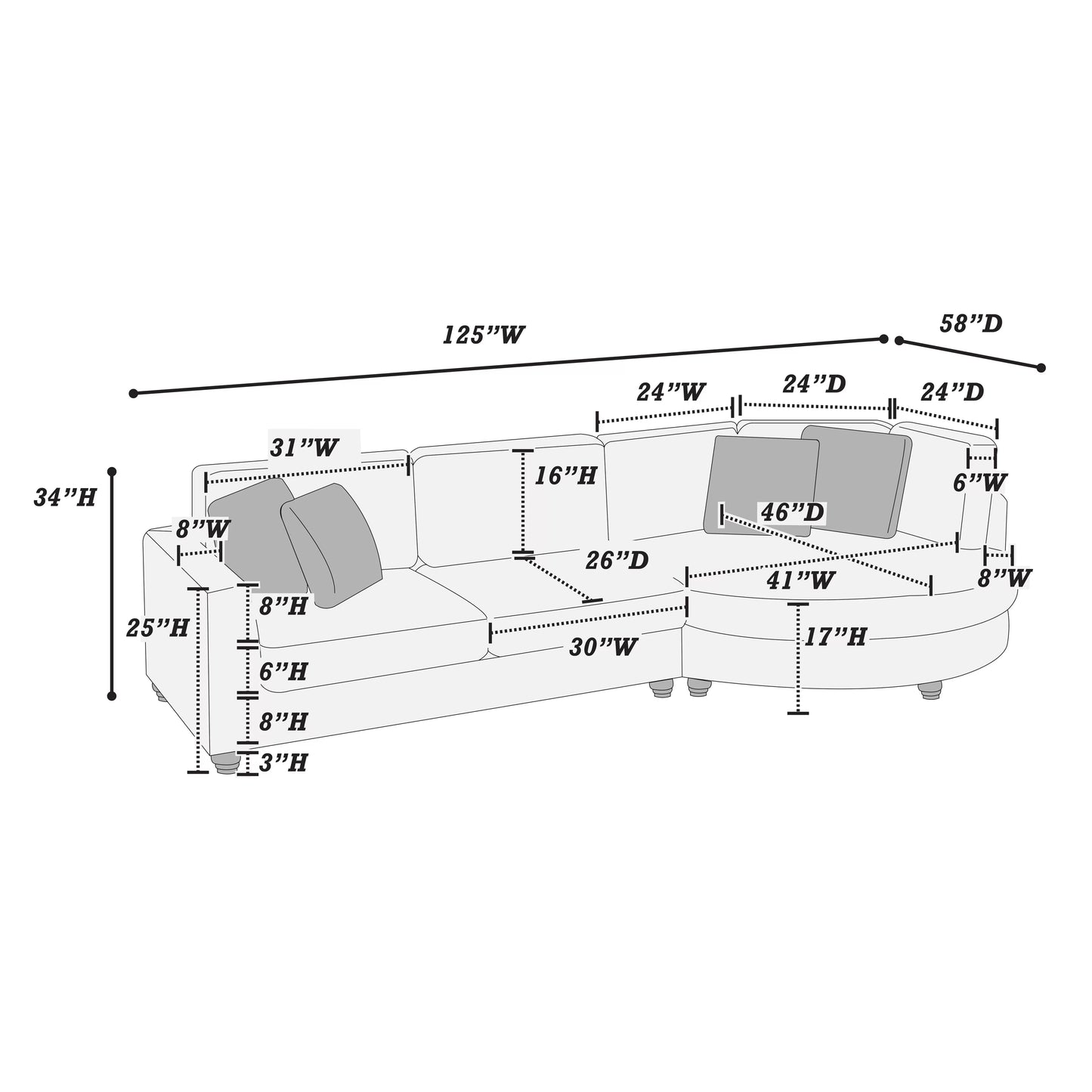 2-Pieces XL Sectional Sofa