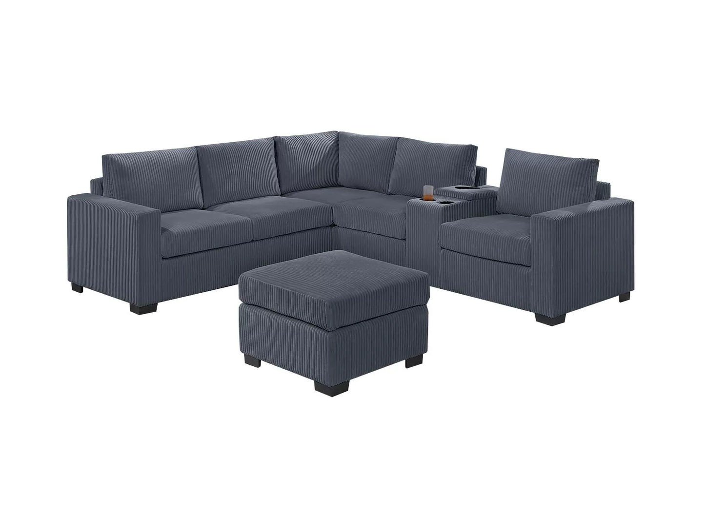 4-Pieces Reversible Sectional Sofa Set