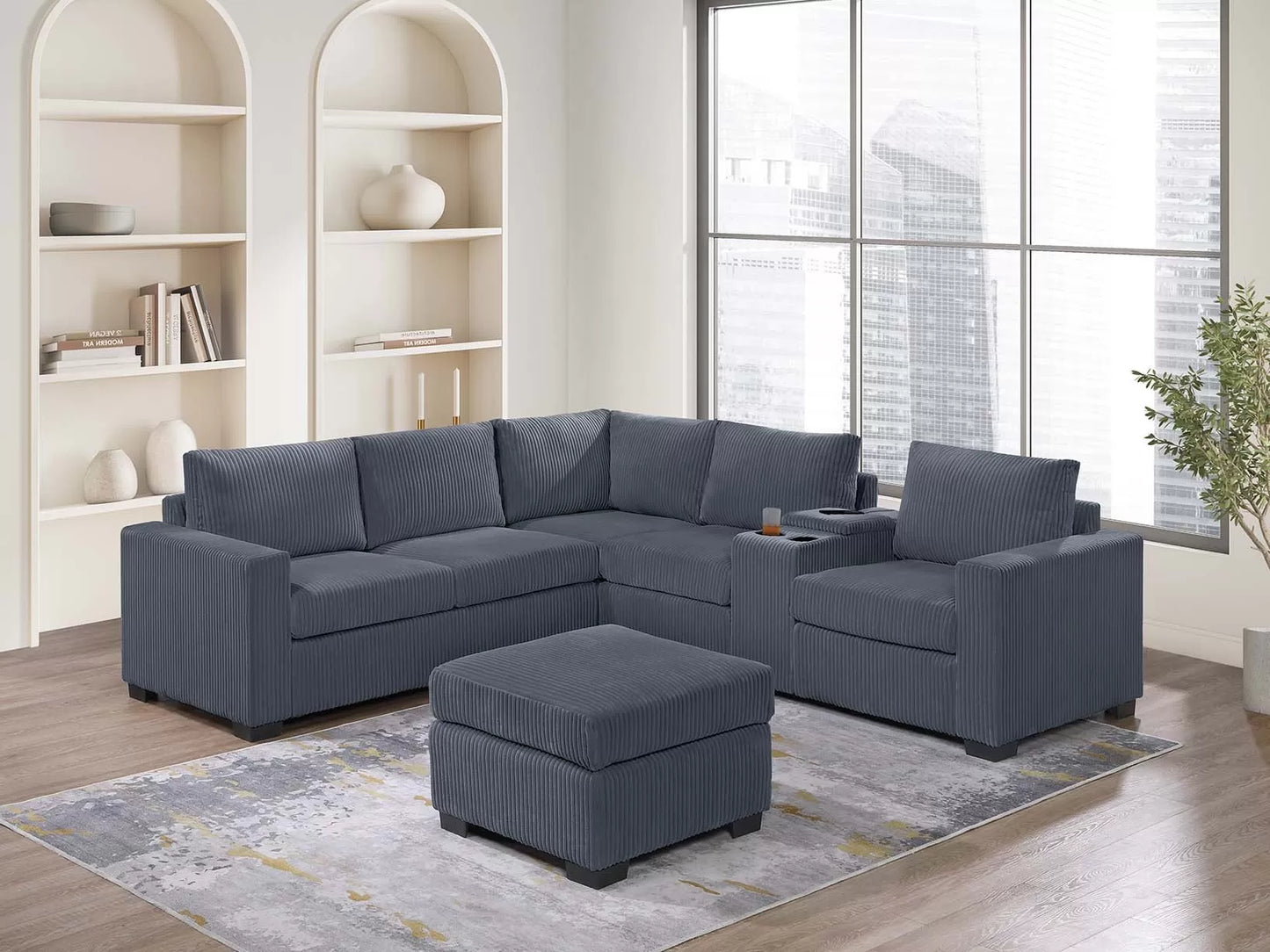 4-Pieces Reversible Sectional Sofa Set