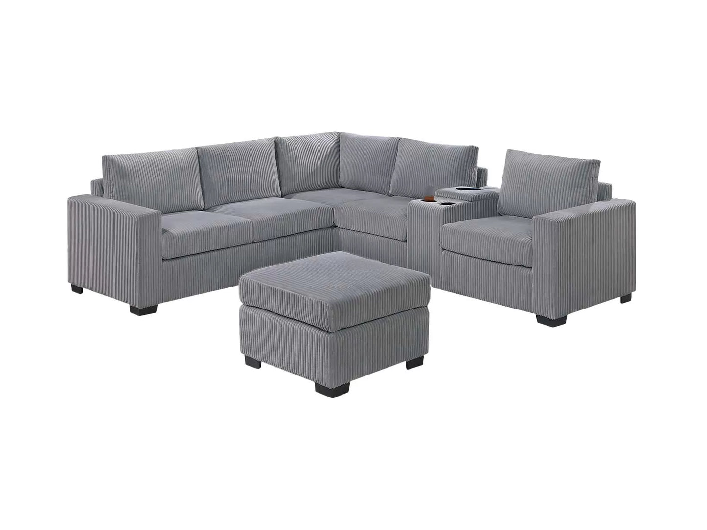 4-Pieces Reversible Sectional Sofa Set