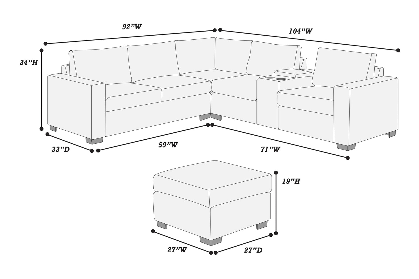 4-Pieces Reversible Sofa Set