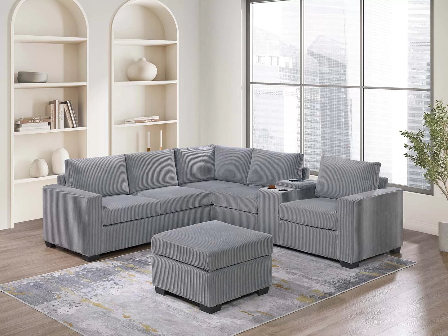 4-Pieces Reversible Sectional Sofa Set