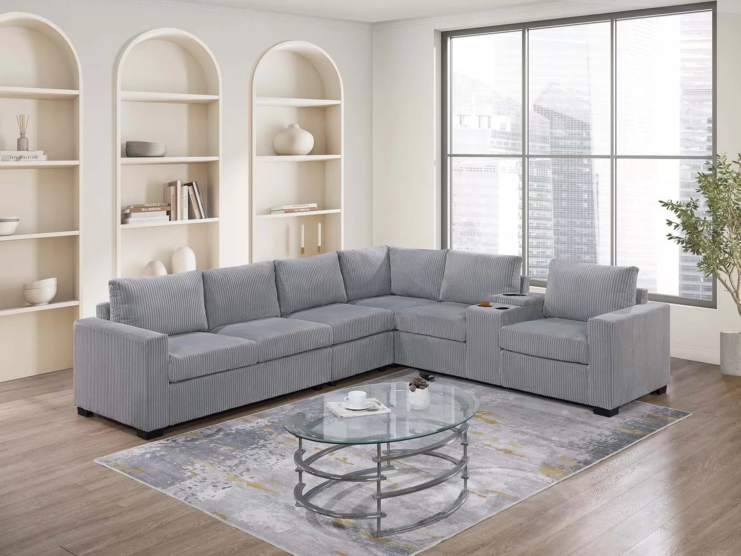 4-Pieces Reversible Sectional Sofa