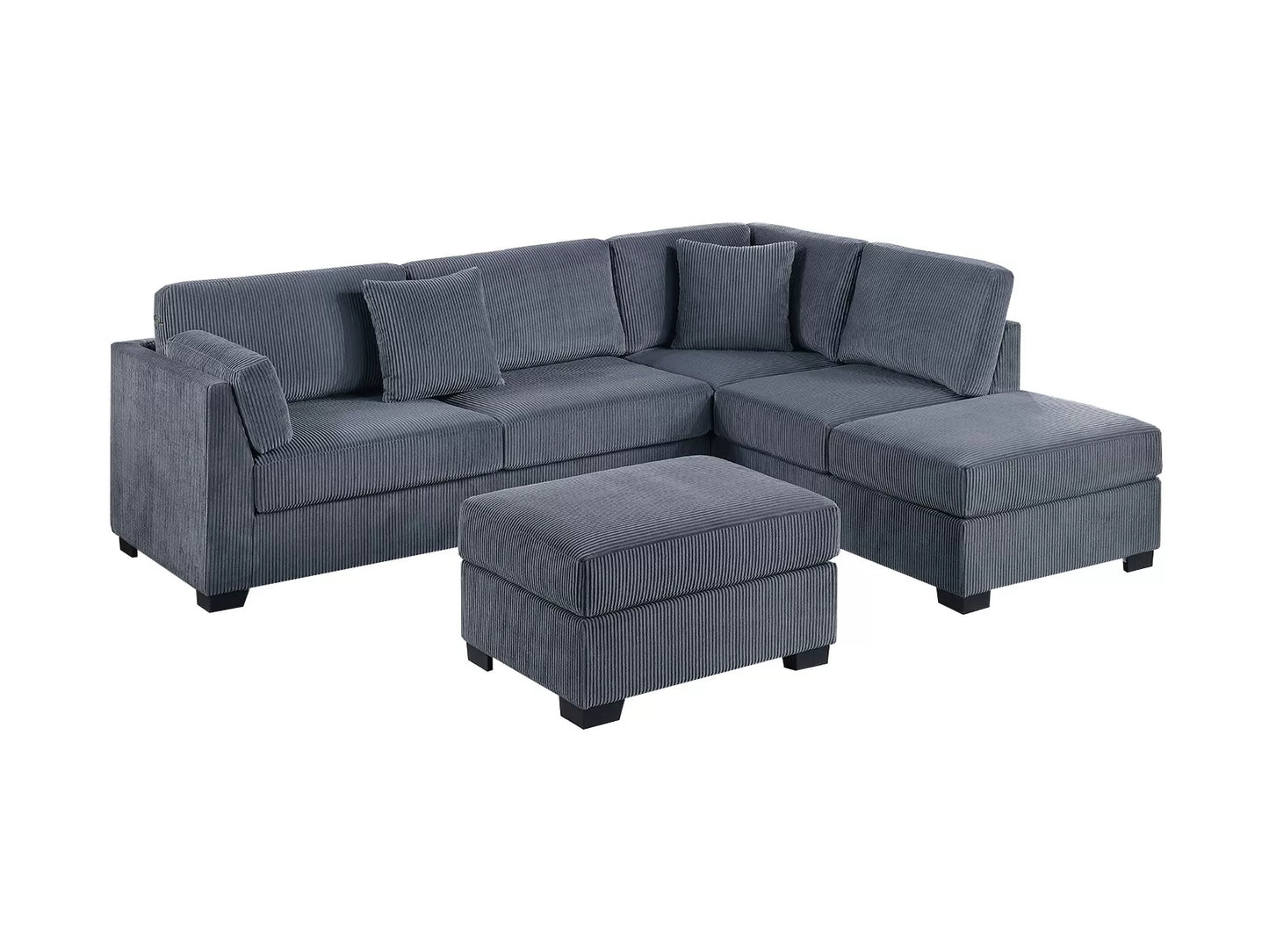 3-Pieces Reversible Sectional Sofa Set
