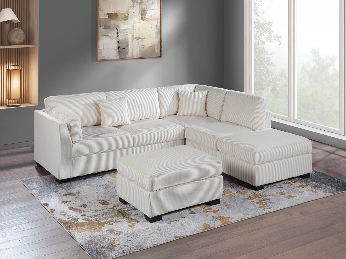 3-Pieces Reversible Sectional Sofa Set
