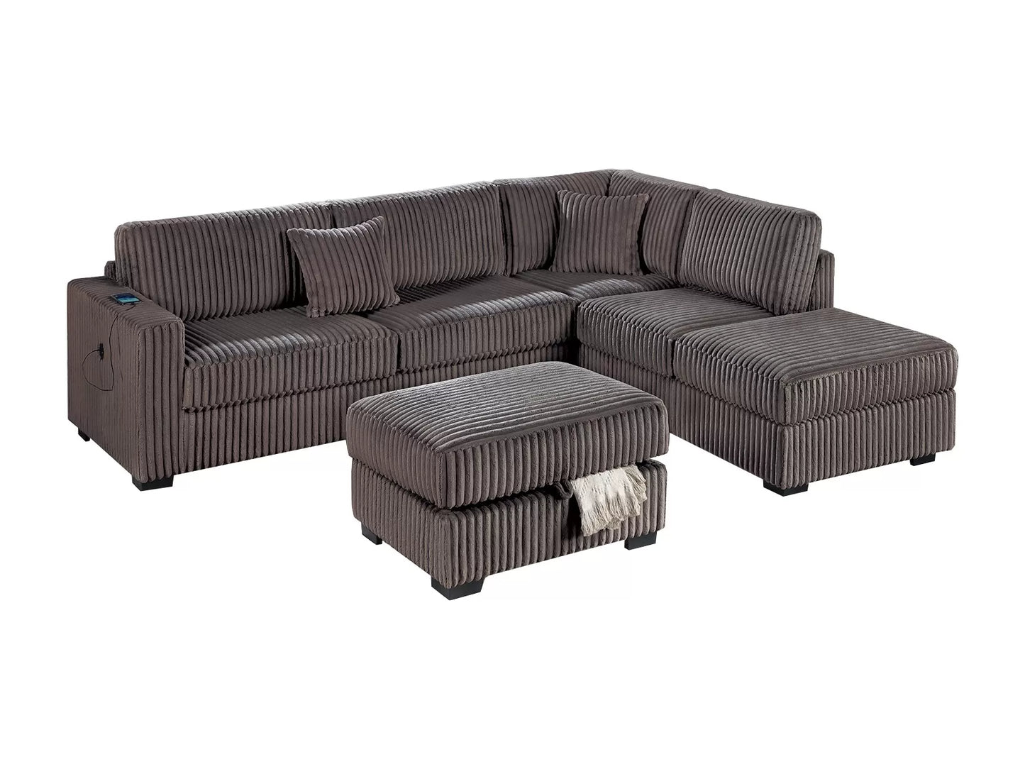 3-Pieces Reversible Sectional Sofa Set