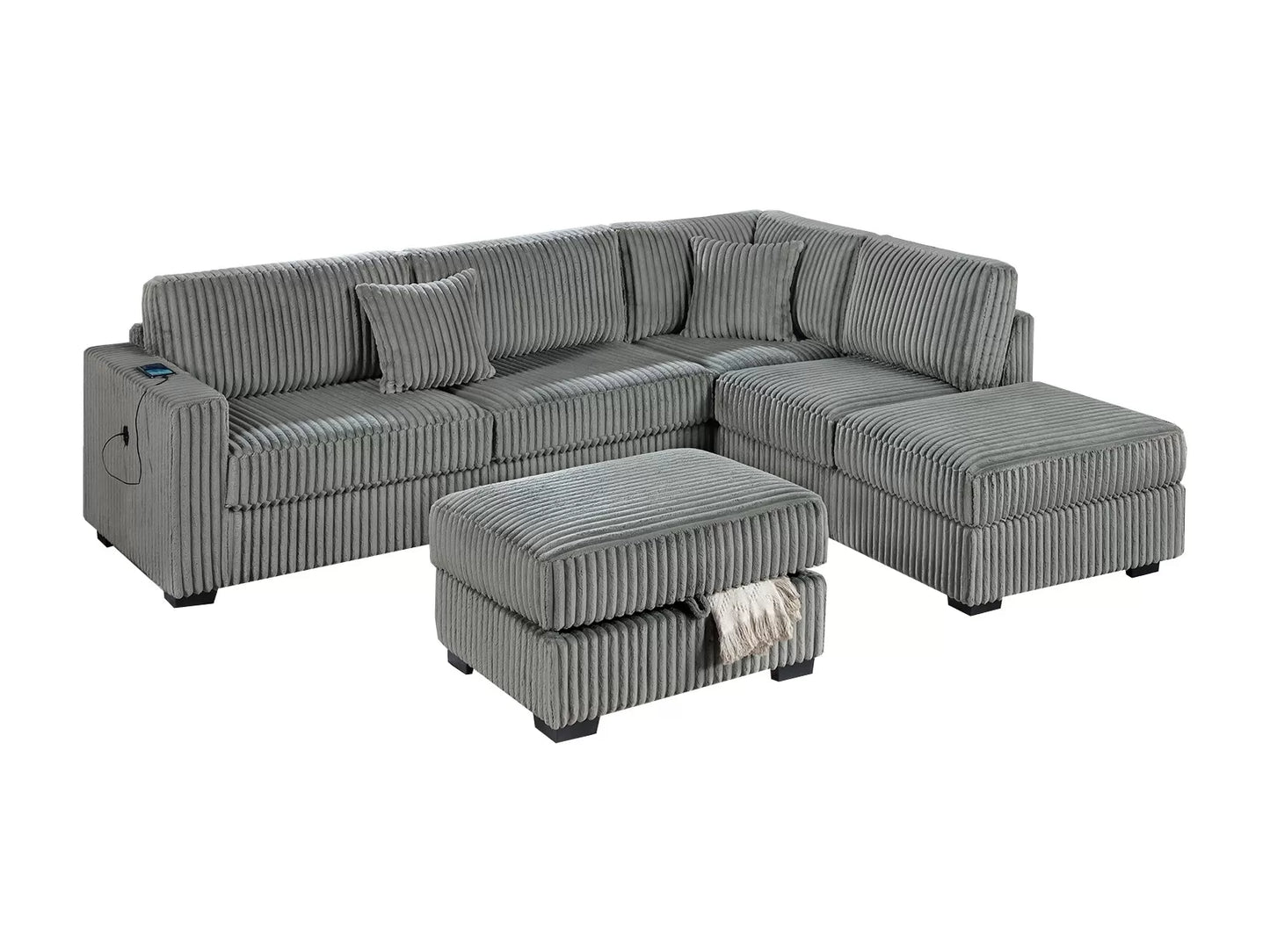 3-Pieces Reversible Sectional Sofa Set