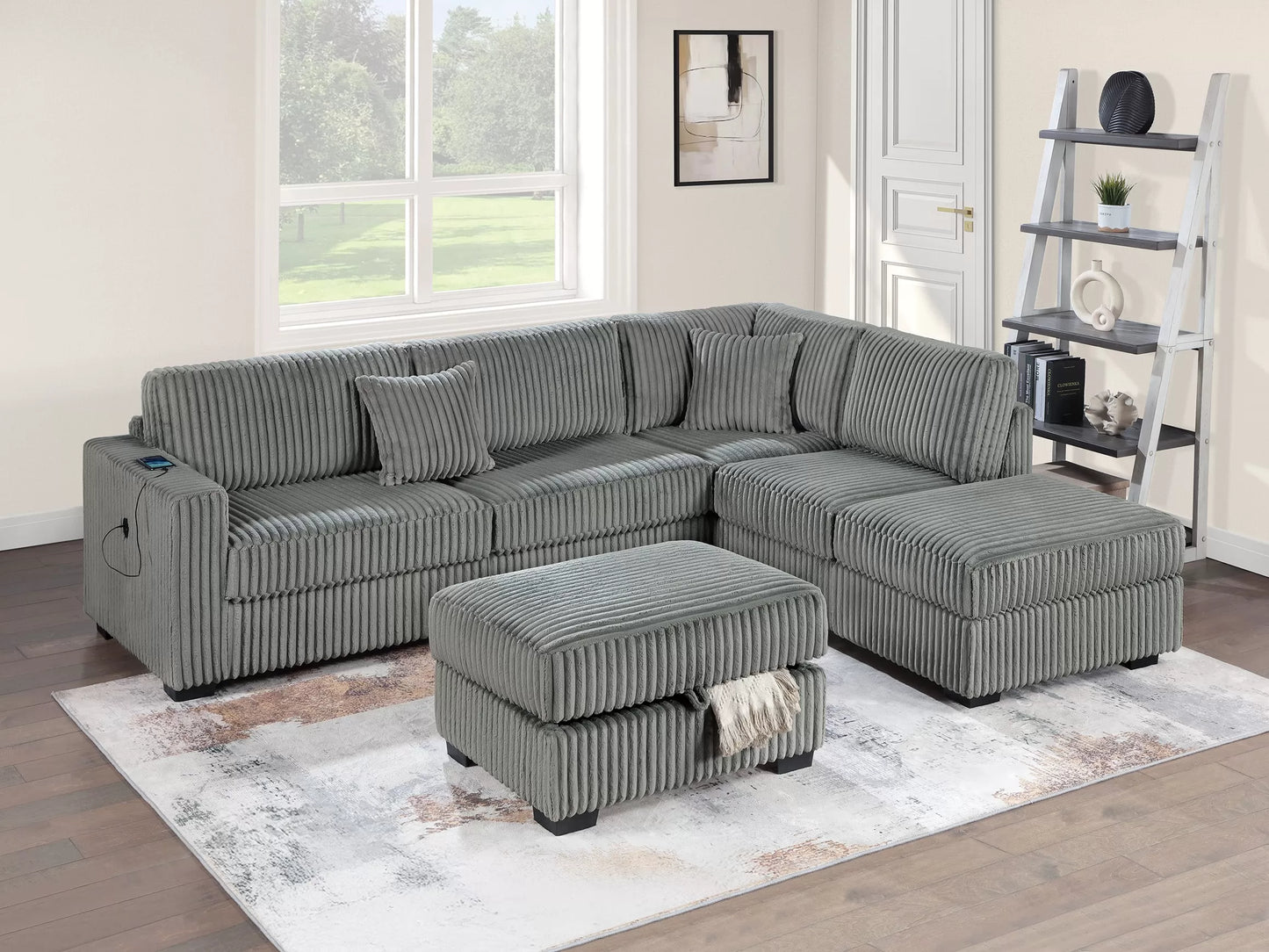 3-Pieces Reversible Sectional Sofa Set