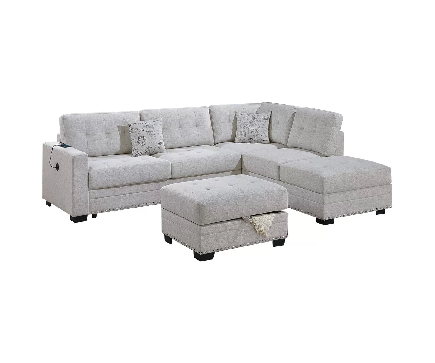 3-Pieces Reversible Sectional Sofa Set