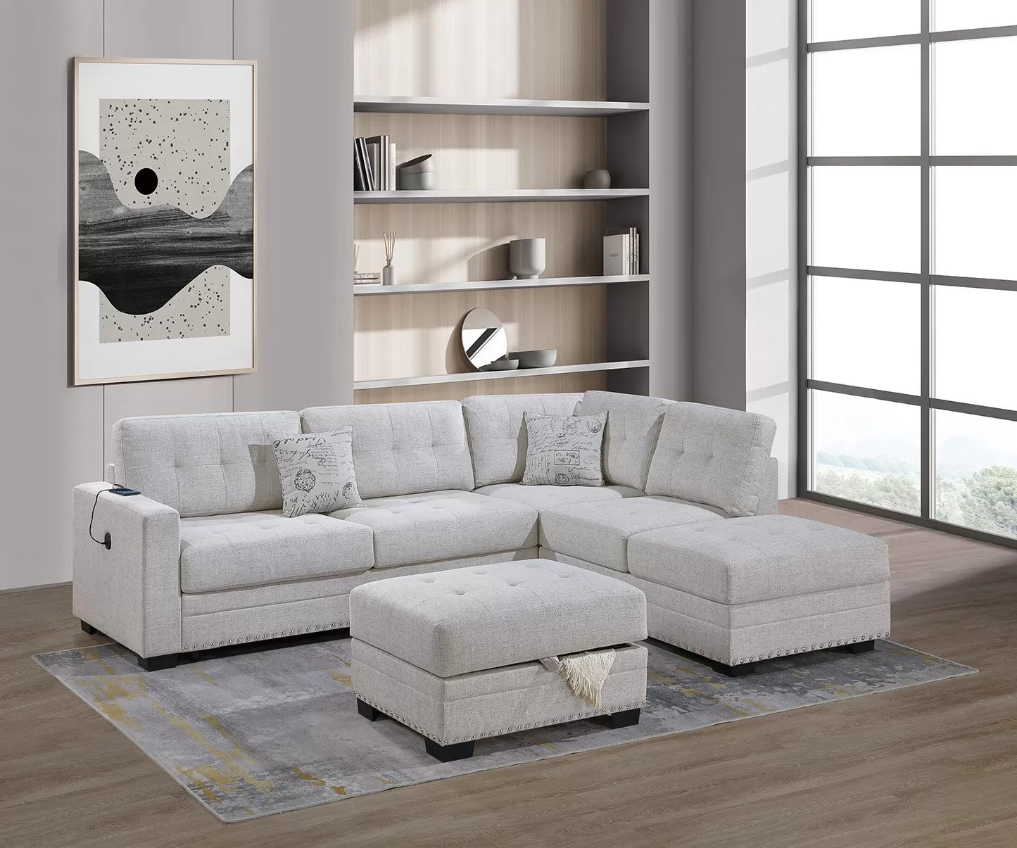 3-Pieces Reversible Sectional Sofa Set