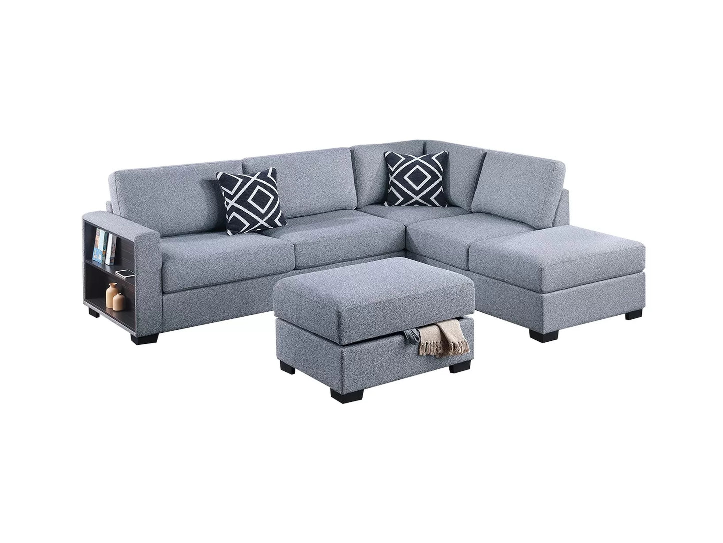 3-Pieces Reversible Sectional Sofa Set