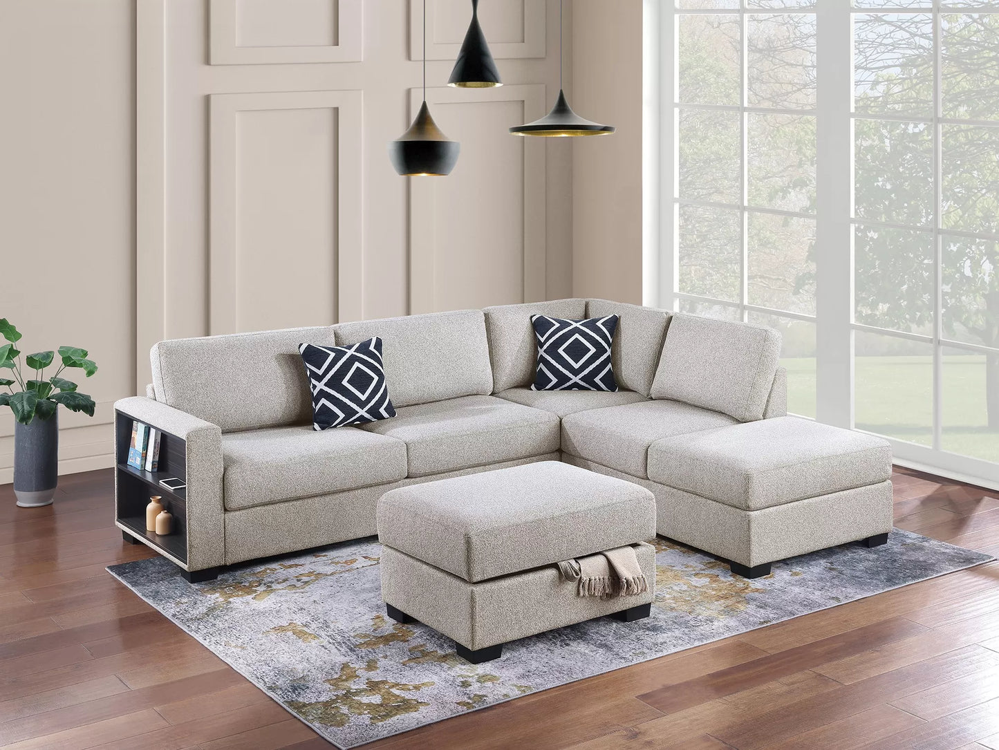 3-Pieces Reversible Sectional Sofa Set