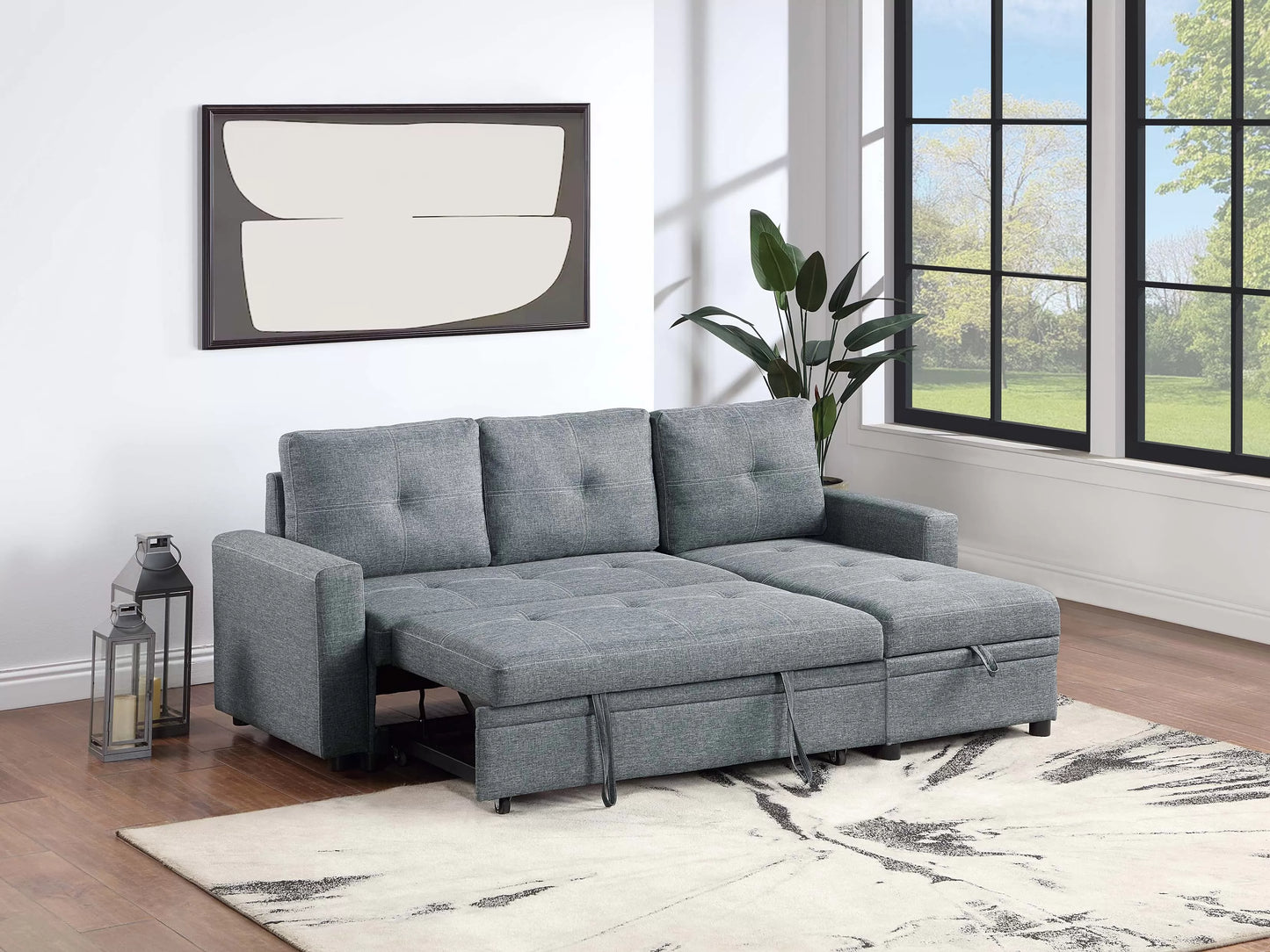 2-Pieces Reversible Convertible Sectional Sofa