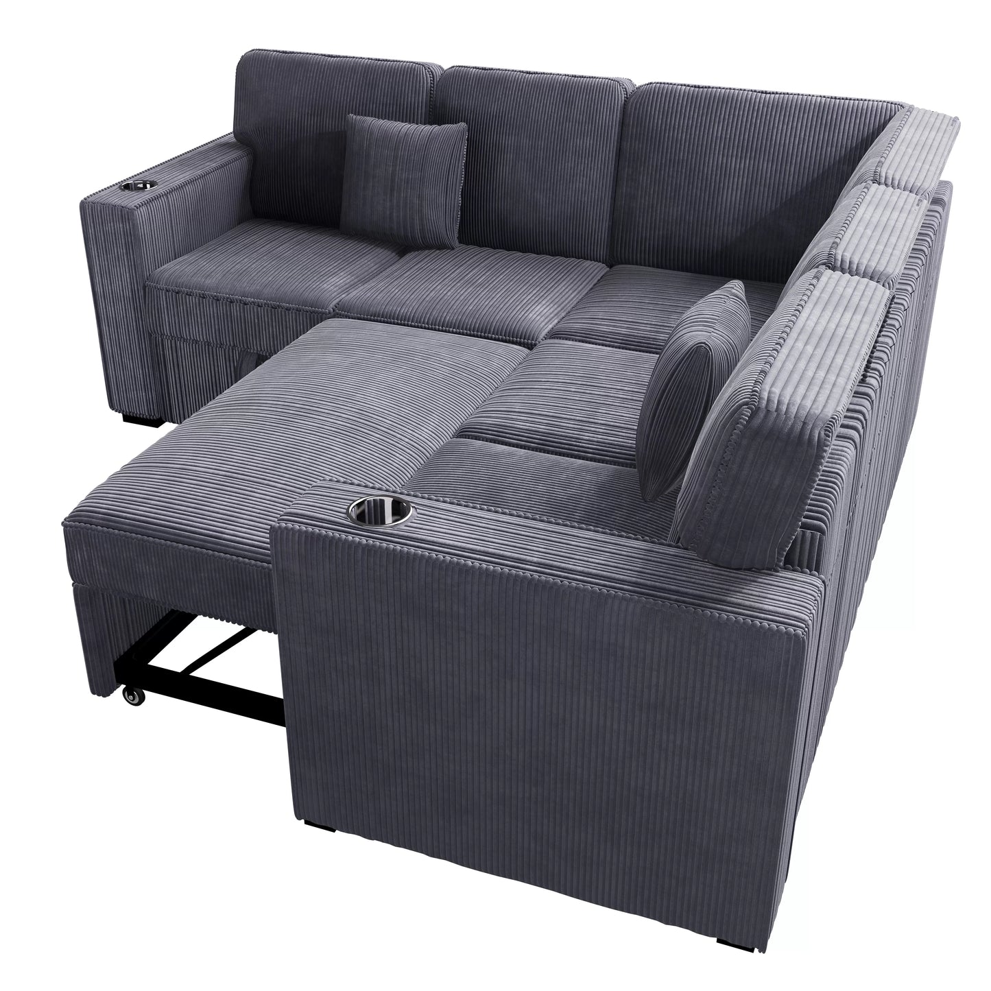 3-Pieces Reversible Convertible Sectional Sofa