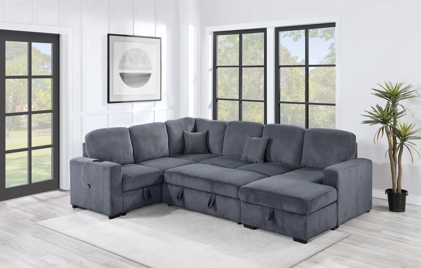 4-Pieces Convertible Sectional Sofa