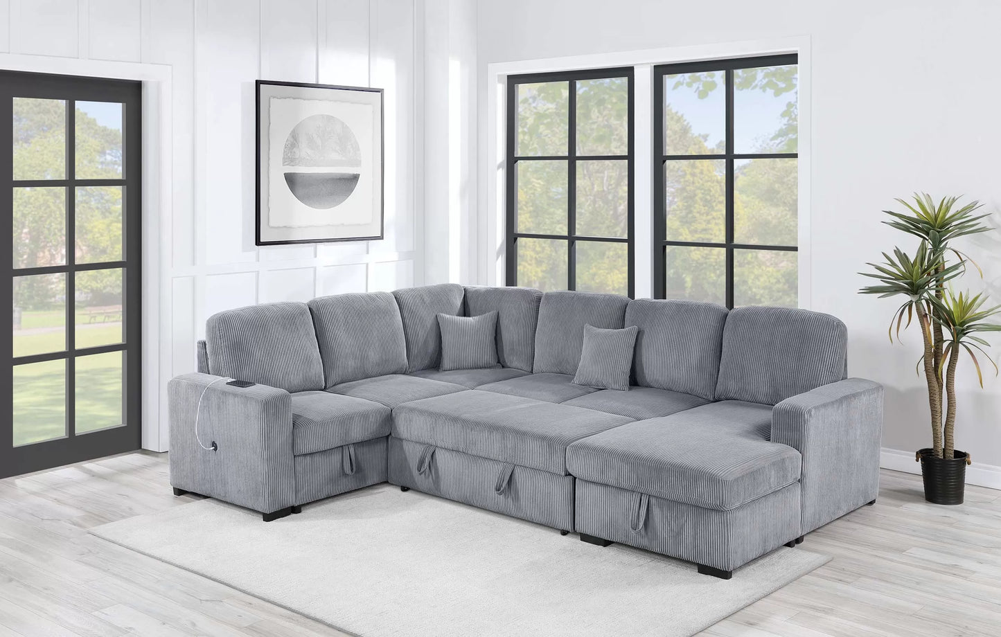 4-Pieces Convertible Sectional Sofa